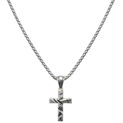 Collier croix homme argent meberg Karma d'exception en acier et titane de luxe