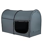 VEVOR Bed Privacy Tent, Pongee Fabric, 4 Doors Breathable Dream Tent with 0.28 in Fiber Poles, Full Size Block Out Light Sleeping Bed Canopy, Fit for Kids Playhouse and Adults