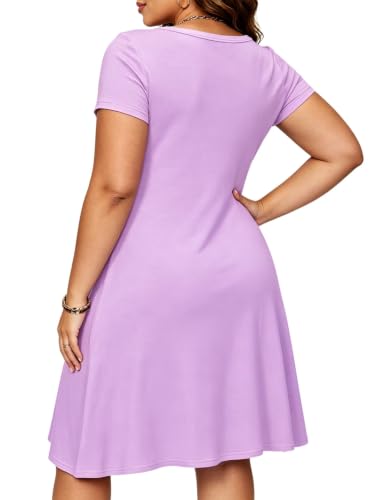 Image of Afibi Womens Short Sleeve Loose Pockets Dress Casual Swing T-Shirt Dresses