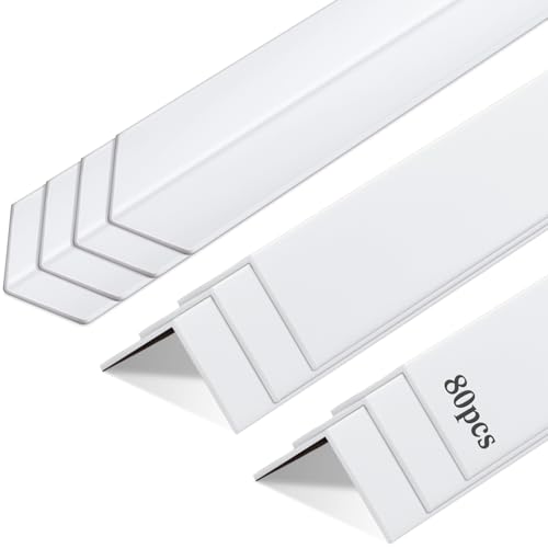 Image of Sasylvia 80 Pcs Wall Corner Protector Guards, 1-1 /8 x 48 Inches, Avoid Scratching Scuffs, Vinyl Corner Trim Molding, Ease Install and Cleaning for Door Countertop Furniture Cabinet Protection(White)