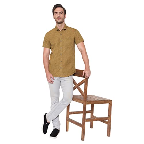 Image of LATEST CHIKAN Men's Cotton Blend Textured Half Sleeves Shirt
