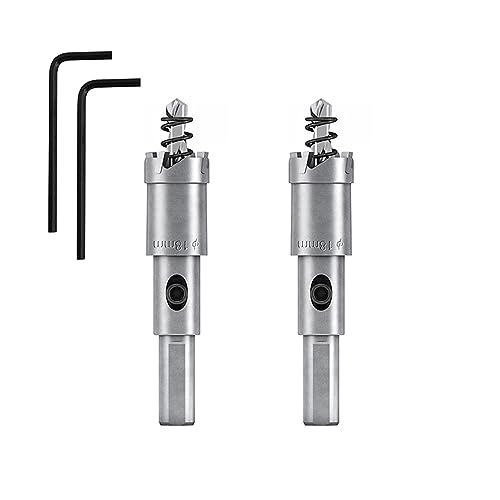 Wexecon 2Pcs 11/16 Inch|18mm Carbide Hole Saw Kit for Metal Hole Cutter Drill Bit with Pilot Drill Bit for Stainless Steel Sheets, Metal Tubes, Iron Plate(11/16 Inch Hole Saw)