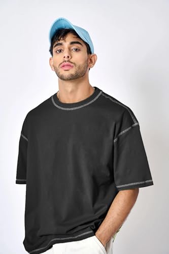 Image of Mens Fashion Oversized Fit Men's T-Shirt with Contrast Collar | Premium Slim Fit Half Sleeve Casual Polo Tee