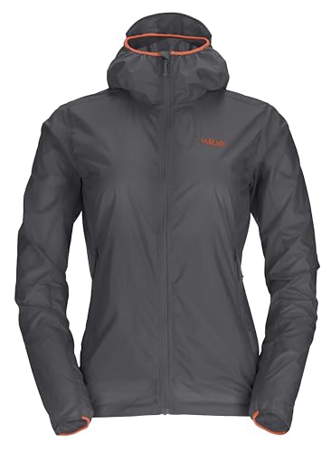 RAB Women's Vital Hoody Ultralight Windproof Shell Jacket for Hiking, Trail Running, and Climbing - Graphene - Small