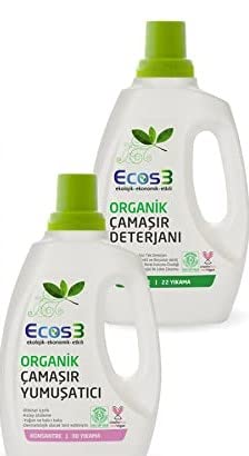 Ecos3 Organik Sıvı Çamaşır Deterjanı 750ml+ Çamaşır Yumuşatıcı 750ml 2'li SET