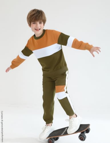 Image of mkodopy Boys Clothes Hoodie Sweatsuits Tops and Pants Boys Fall Winter Outfits Boy Clothing Set