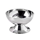 Qaonsciug Taza de postre alta a prueba de óxido con mango ergonómico de acero inoxidable 304 para servir leche helada para hornear y lavaplatos, plato de postre al aire libre