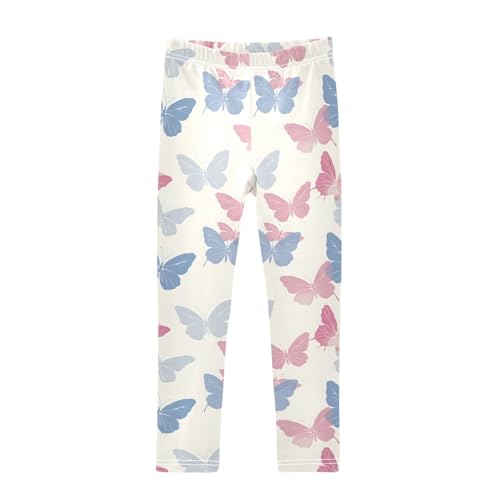 senya Girls Printed Leggings Yoga Pants Pastel Butterflies on Cream Pattern for Kids in 4t to 10 Years, 4T