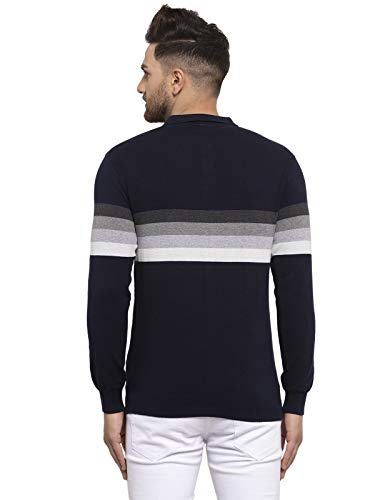 Image of Kalt Mens Basic Solid Full Sleeves Polo Cotton Blend Knitted Regular Fit Polo-Neck T-Shirts with Collar Stylish