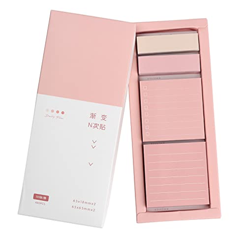 Lot de 240 notes adhésives lignées rose pastel pour l'organisation du bureau