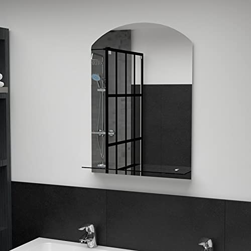 Xichuzi Espejo de Pared con Estante de Vidrio Templado 50x70 cm, Espejo Baño, Espejos De Salon, Espejo Recibidor Entrada, Mueble Salon