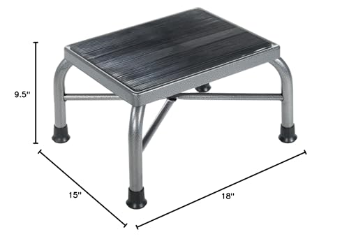 Image of Drive Medical Bariatric Heavy-Duty Step Stool, Silver Vein | Bariatric Heavy-Duty Step Stool Offers Sturdy, Stable Support for Users Getting In and Out of Bed at Home