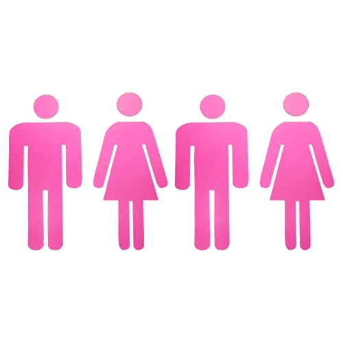 PATIKIL 2 Pares Adhesivos Señales Baño, WC Cartel Señal Hombre y Mujer Acrílico Placa de Puerta Aseo Fácil de Aplicar para Cafetería Restaurante Hotel,84mm Ancho, Rosa