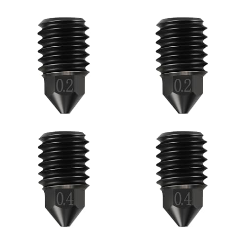 JUUPINE Lot de 4 buses en acier trempé pour Bambu Lab A1/A1 Mini Hot End, 0,2 mm (2 pièces), 0,4 mm (2 pièces), convient pour imprimante 3D A1/A1 Mini extrudeuse Hot End