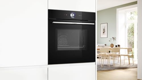 Bosch HMG776NB1, Serie 8 smarter Einbau-Backofen mit Mikrowellenfunktion, 60 x 60 cm, Schwarz, Made in Germany, Pyrolyse, Air Fry, Digitaler Bedienring Touchdisplay, Automatikprogramme auf Knopfdruck