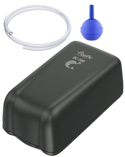 Pawfly Aquarium Battery Operated Air Pump 40 GPH for Fish Tanks up to 30 Gallon, Adjustable Oxygen Pump Powerful Outdoor Aerator, Accessories Inside The Pump（Battery Not Included）