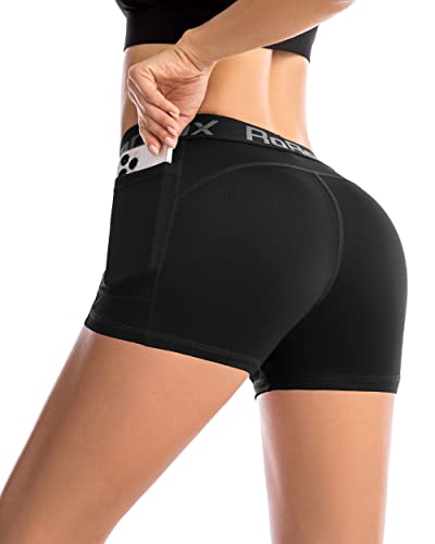 Roadbox 5'' Women's Volleyball Compression Shorts with Pockets, 3 Pack Spandex Workout Athletic Shorts for Running Gym Yoga3