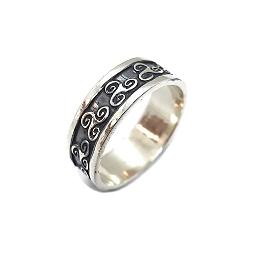 Bague triskèle argent massif 925 solide, le cadeau celte idéal gravé 8mm