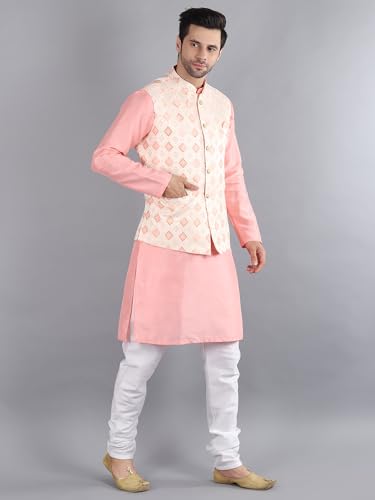 Image of Uri and MacKenzie Men's Silk Blend Kurta Pajama with Designer Ethnic Nehru Jacket /Modi Jacket