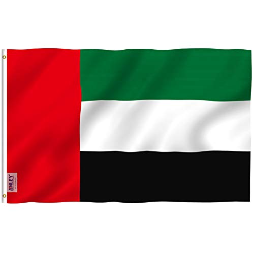 Anley Fly Breeze 3x5 Feet United Arab Emirates Flag - Vivid Color and Fade proof - Canvas Header and Double Stitched - Arab Arabic Flags Polyester with Brass Grommets 3 X 5 FT