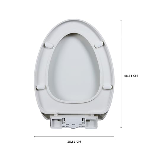 Image of Amazon Basics Slow Close Toilet Seat Cover with High Gloss Finish, Oval Shape, White, Polypropylene