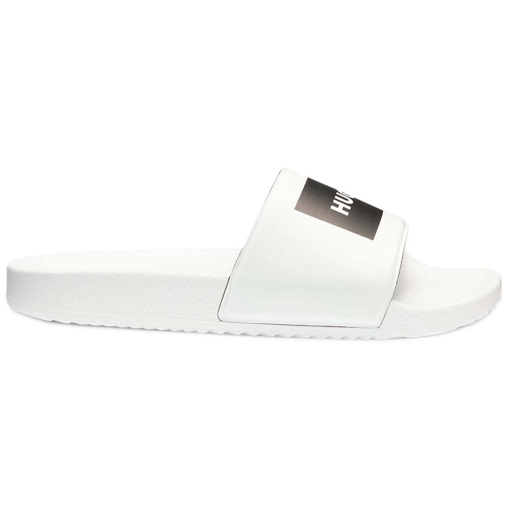 Hugo Men's TimeIn Slides with Logo on The Strap Size, White, 11 UK
