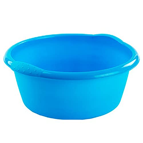 Tradineur - Barreño Redondo de plástico con Asas, Cubo Multiusos, Recipiente, Limpieza, Ligero y Resistente, labores del hogar, Apto Uso alimentario, 6 litros, 32 x 12,5 cm, Color Aleatorio