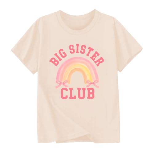 Image of Biggest /Bigger /Big Sister Shirt for Toddler Girls Cotton Short Sleeve Tshirts Announcement Outfits 2-10 Years