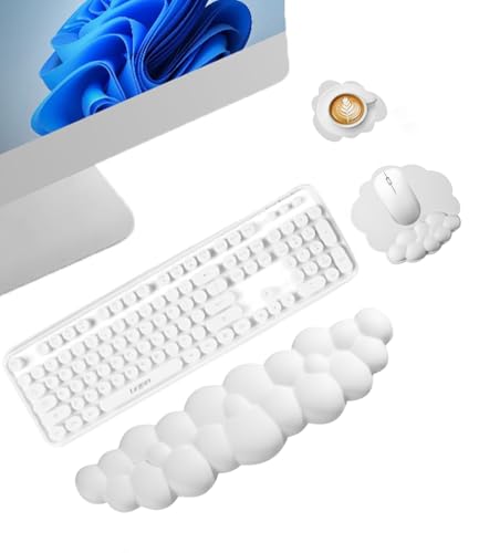 Zofory Cloud Wrist Rest Keyboard and Mouse, Tapis de Clavier Mignon Antidérapant Tapis de Souris Sous-verres Mousse à Mémoire de Forme en Cuir Synthétique...