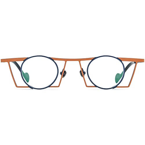 Image of FONEX Pure Titanium Glasses Frame Men Square Frame Round Lens Eyeglasses Women Eyewear F85750