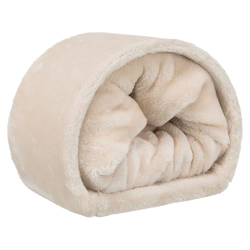TRIXIE 63102 Kuscheltunnel mit 2 Ausgängen, Zwergkaninchen, 27 × 21 × 80 cm, beige
