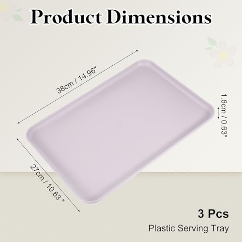 Plateau de service rectangulaire lavable violet clair pour fruits et café - 3