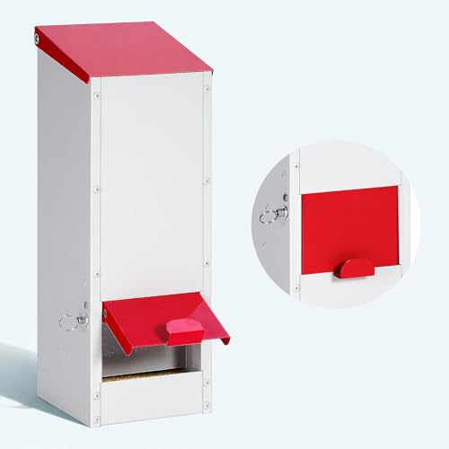 ZHEQOGZH 8Lbs Metal Chicken Feeder with Lockable Feed Door, Hanging