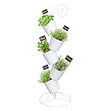 Esterno Hanging Flower Pot Tiered Stand (White), Metal Outdoor Stacking Planter
