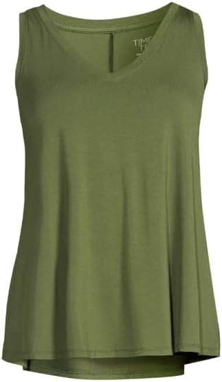 Time and Tru Women's High Low V-Neck Tank Top (as1, Alpha, m, Regular, Regular, Green Chili) - Image 4