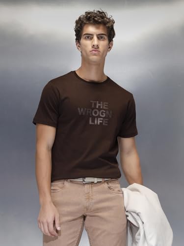 Image of WROGN Men's 100% Cotton T-Shirt | 3D Graphic Print | Slim Fit