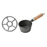 Milisten Mini Poêle à Œufs Fonte Avec Manche Bois Pour Cuisinière Petite Marmite Pour ...