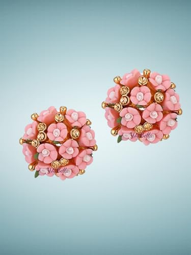 Image of YouBella Jewellery for Women Gold-plated Floral Stud Tops Earings Earrings for Women & Girls