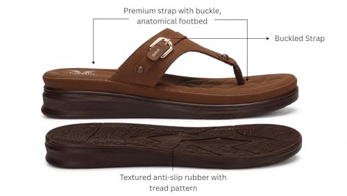Image of Carrito, Women Wedge Heels Thong Sandals| Comfortable Flats Sandals | Comfort Orthopaedic Sandals for Women| Doctor Slippers /Flip-Flops | Arch Support & Heel Cushion | Lightweight Anti-Skid Sole | Ultra-Cushioned Shock Absorbing Footbed | Available in Open Toe & Toe Separator Style