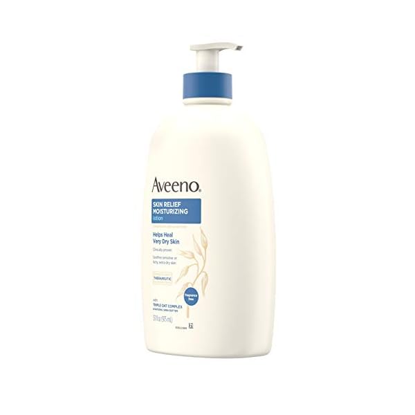 Aveeno Skin Relief Moisturizing Lotion for Very Dry Skin with Soothing Triple Oat & Shea Butter Formula, Dimethicone Skin Protectant Helps Heal Itchy, Dry Skin, Fragrance-Free, 33 fl. oz