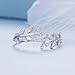 VOROCO Leaf 925 Sterling Silver Ring Adjustable Fashion Sparkling Cubic Zirconia Stackable Ring for Women Jewelry (silver)