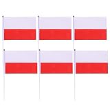 VERDANVERSE 50 Pezzi Bandiere Polacche su Bastone in Poliestere Leggero e Portatile per Decorazioni di Festa e Club Sportivi Dimensioni Mini da 8,3x5,5 Cm