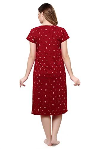 Image of TIGYWIGY Women's Cotton Printed Knee Length Maternity /Feeding /Nursing Nighty