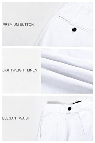 Image of GINGTTO Linen Pants Men Slim Fit Elastic Waistband Lightweight Summer Beach Fashion Casual Pant