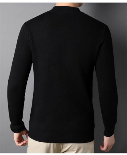 Men's Solid Color Half Turtleneck Sweater, Casual Long Sleeve Pullover Sweater, Men's Basic Slim Fit Sweater3