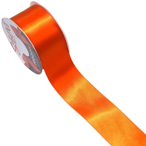 Star Brand Double Faced Satin Ribbon | Polyester Tape for Floral Arrangements, Wedding Bouquets, Gift Wrapping & Crafts | Double Sided No-Fade Fabric (Burnt Orange, 2 Inch Width)