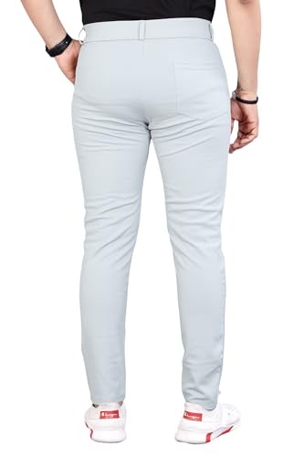 Image of Men's Formal Slim Fit Trousers | Mid-Rise Solid Pants with Button Closure | Perfect for Office Pack of 1)