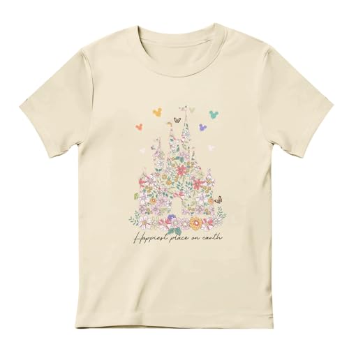 Image of Floral Castle Shirts for Girls Graphic Cute Tshirt Kids Toddler Flower Holiday Shirt Vacation Trip Tee Tops