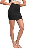 ODODOS Seamless Mini Skirt for Women Ribbed High Waisted Bodycon Basic Pencil Skirts, Black, X-Small/Small