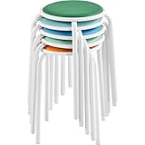 Yaheetech 18 Inch Padded Stools, Portable Assorted Multicolor Metal Stools, Library Chairs for Home Kitchen Indoor Outdoor Pack of 5